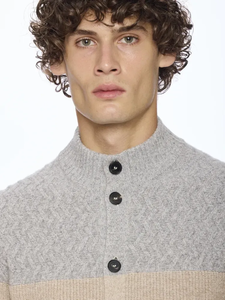 L/S Button Stand Collar cardigan